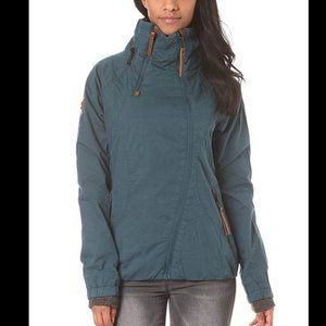 Awesome NAKETANO Teal Jacket Asymmetric Zipper